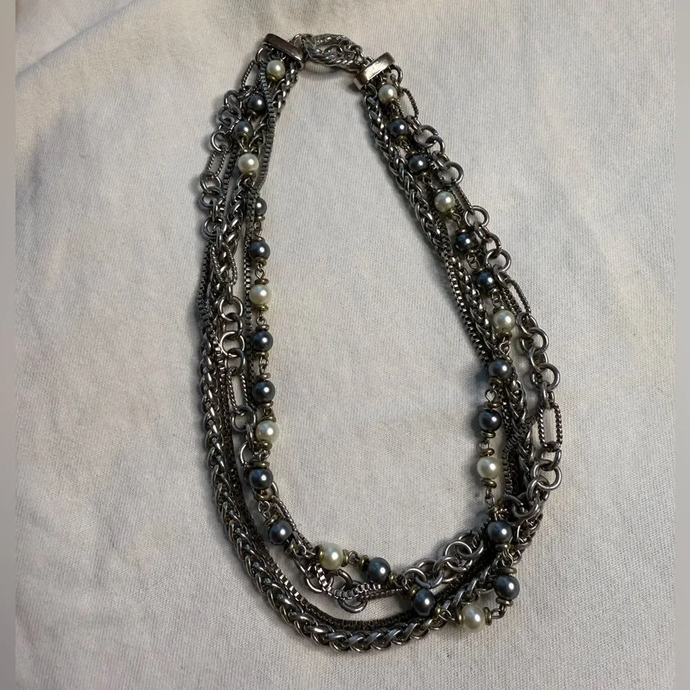 Y2K Moto Edgy Punk Three Chain Silver Necklace